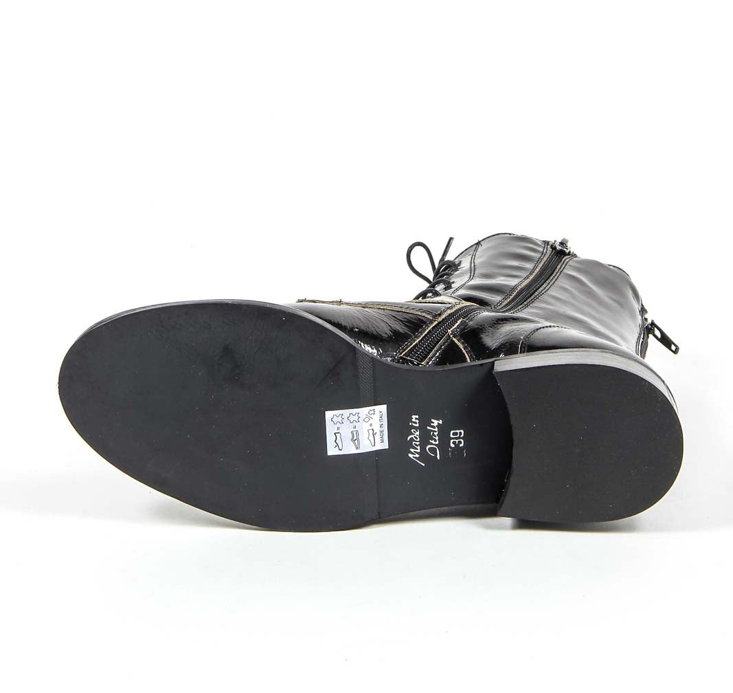 Stivaletto corto da donna V 1969 Italia S03 VERNICE NERO