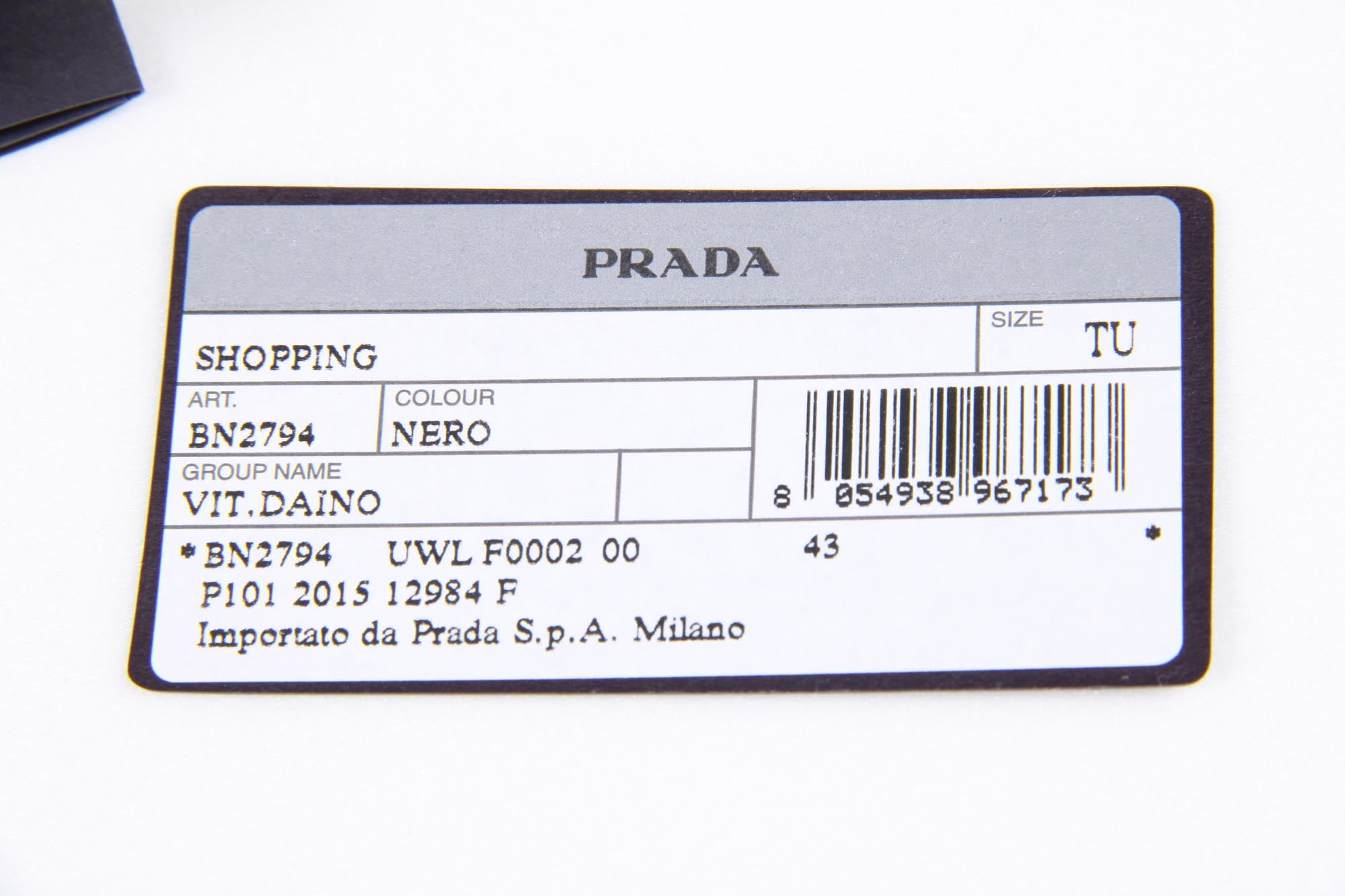 Borsa shopping Prada BN2794 Nero Vitello Daino