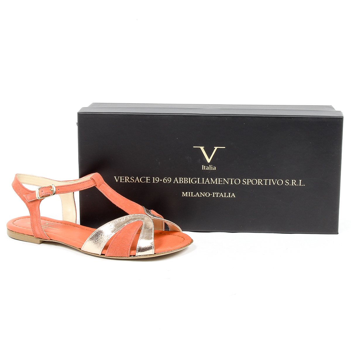 V 1969 Italia Sandalo piatto da donna rosso GRAZIA