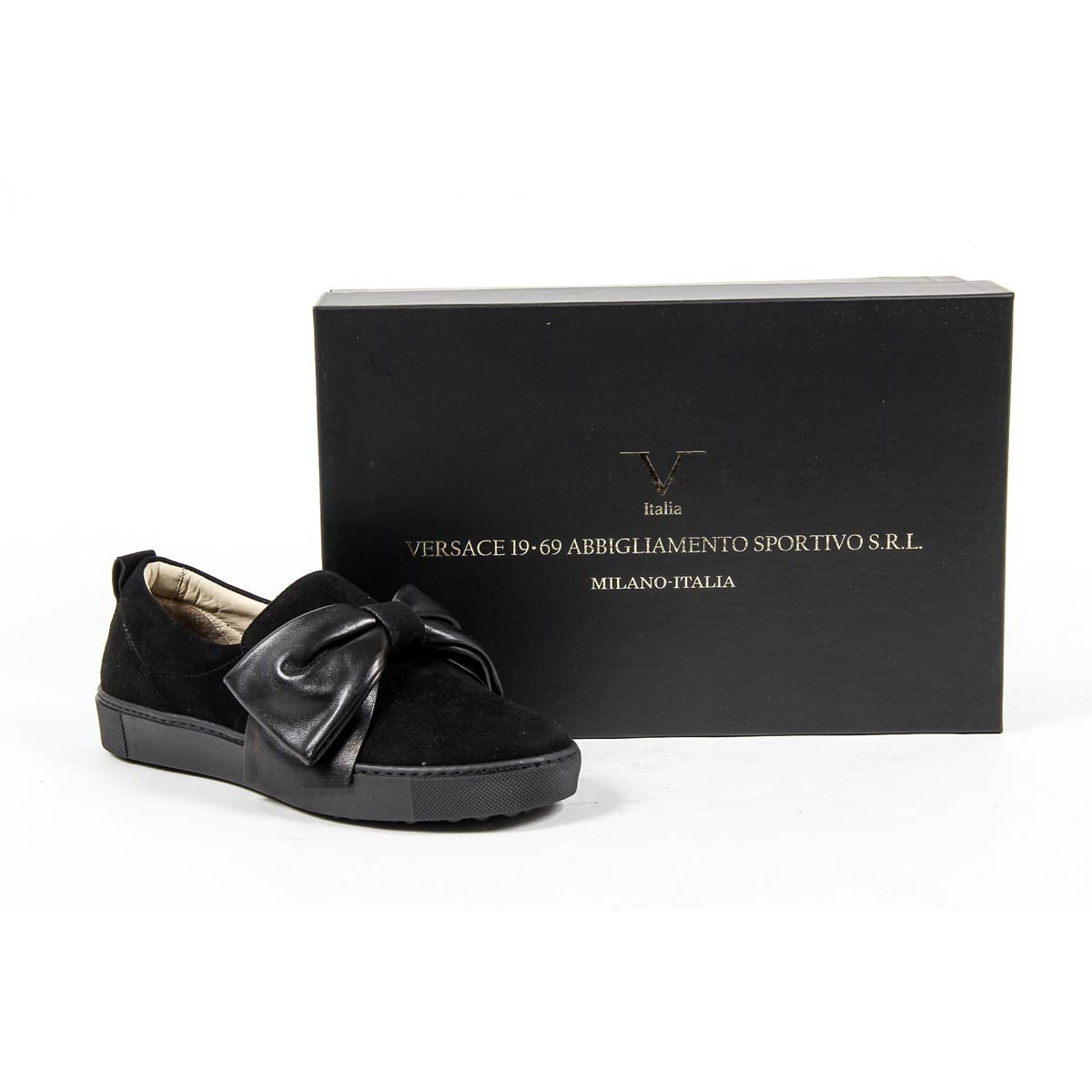 V 1969 Italia Sneaker Slip-On da Donna 302076 CAMOSCIO NERO/NAPPA NERO