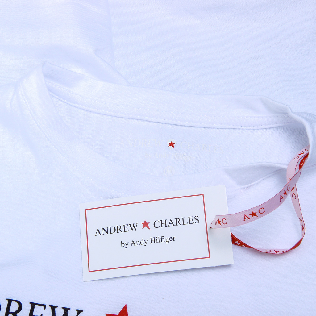 Andrew Charles Maglietta da donna a maniche corte con scollo rotondo, bianca TARANA