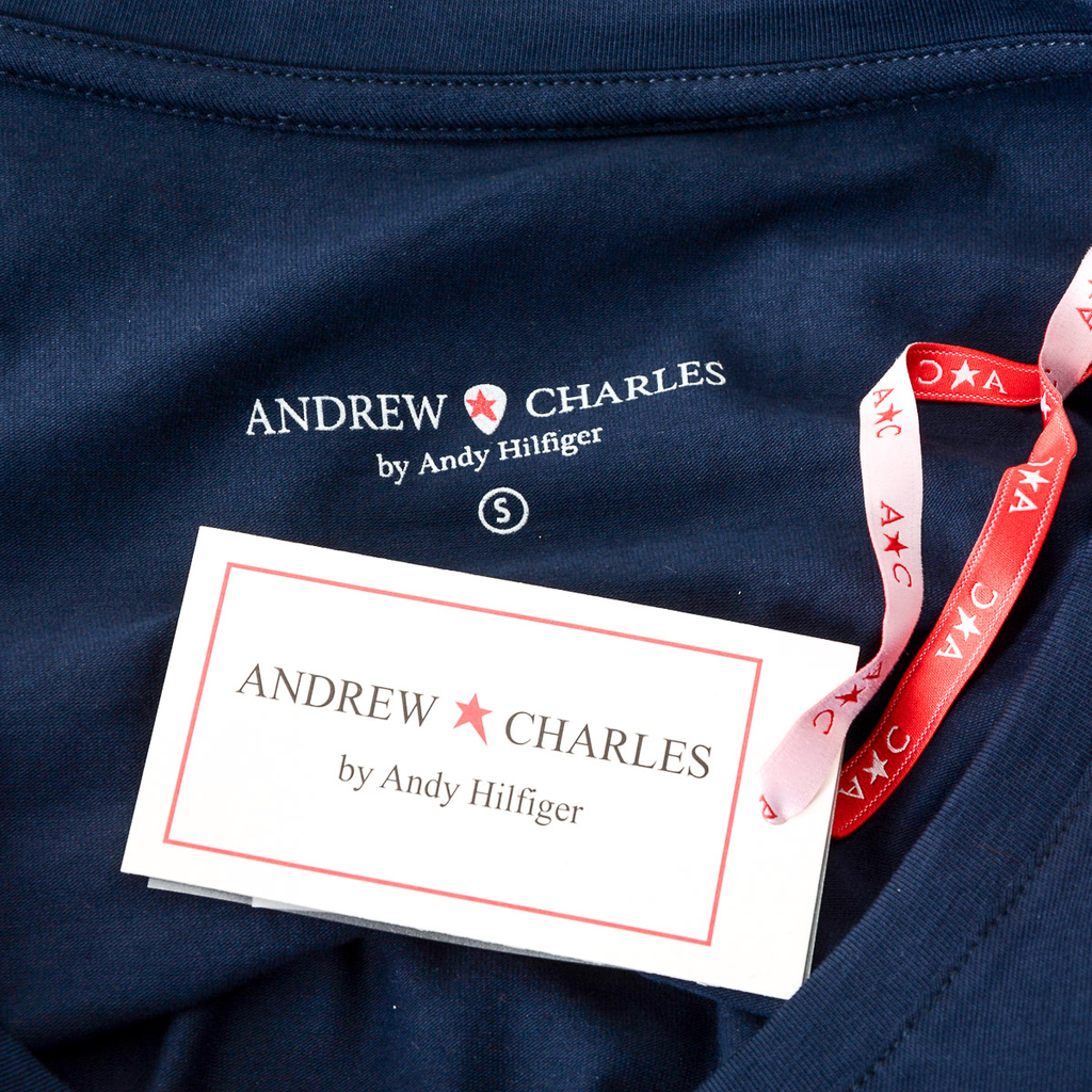 Andrew Charles T-shirt da donna a maniche corte con scollo a V blu TAPIWA