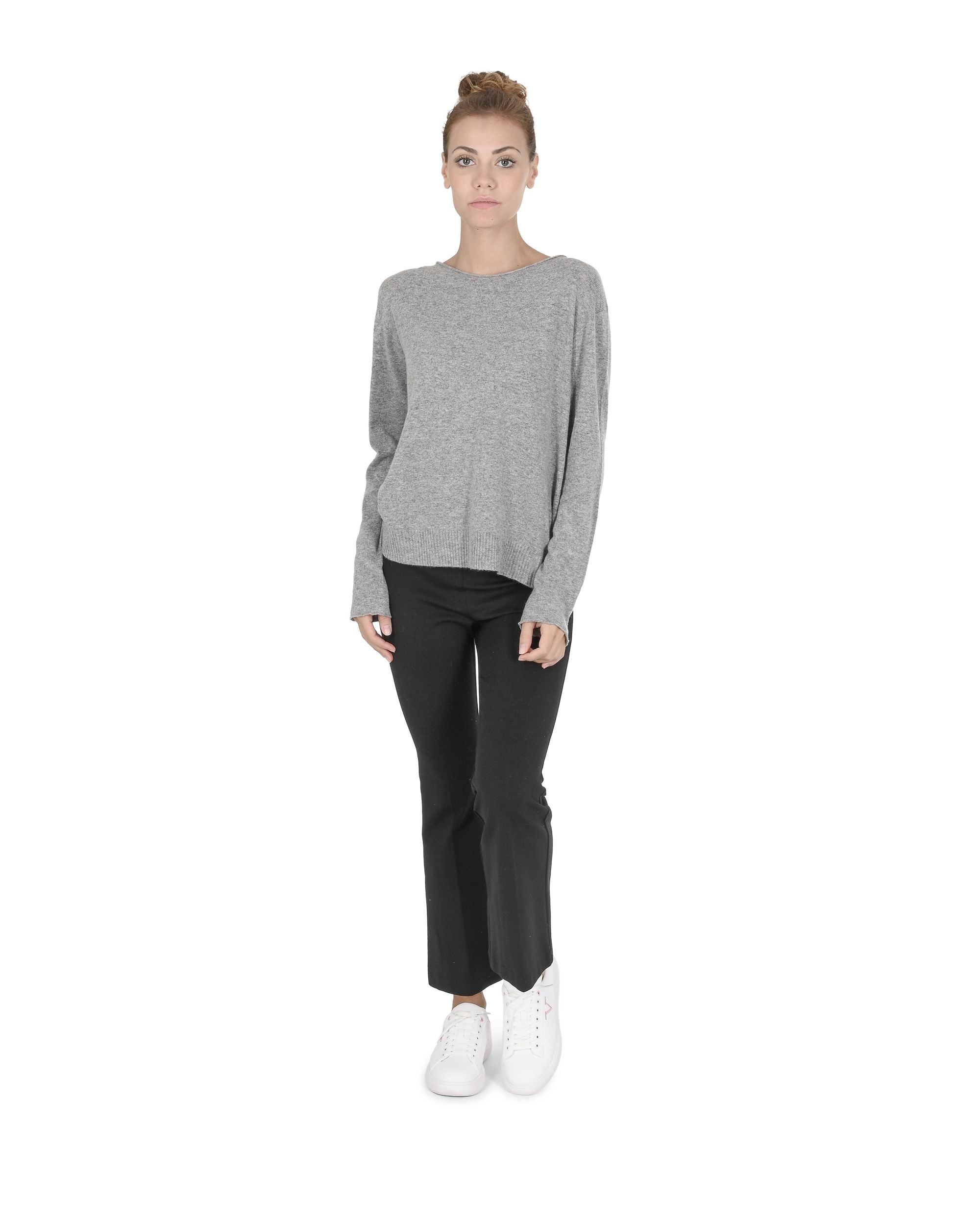 Maglione oversize con scollo a barca da donna in cashmere Crown of Edinburgh COE 008 GRIGIO PELTRO