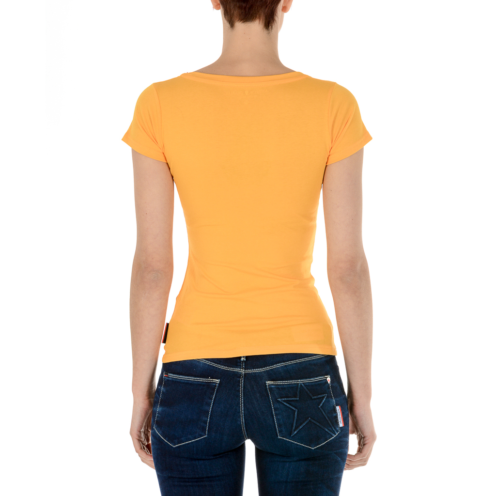 Andrew Charles T-shirt da donna a maniche corte con scollo a V gialla TAPIWA