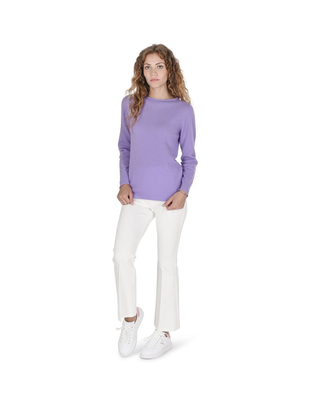 Maglione da donna con scollo a barca in cashmere Crown of Edinburgh COE 0025 LAVANDA