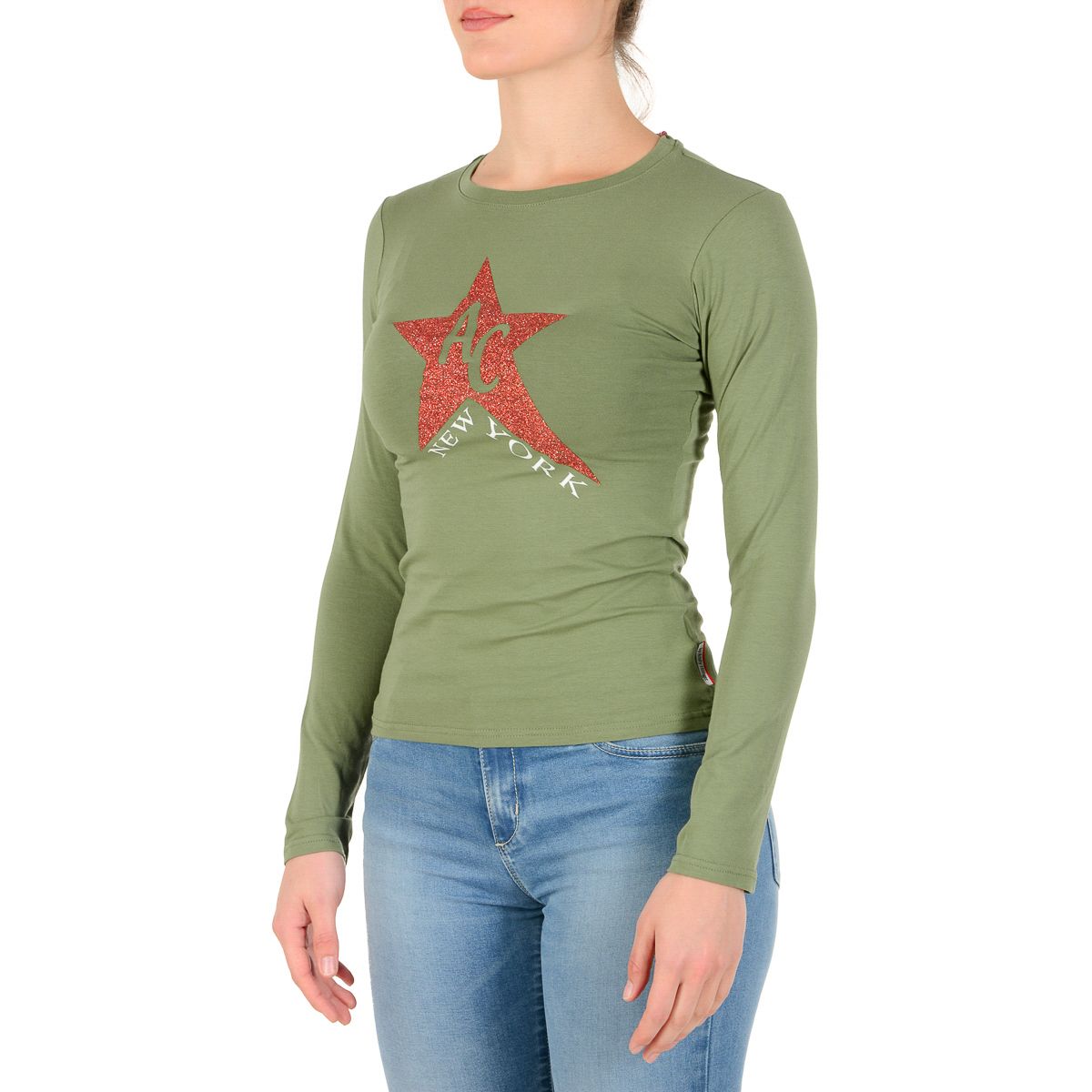 Andrew Charles By Andy Hilfiger T-shirt da donna LS TS602 031002 PHENIX GREEN S8