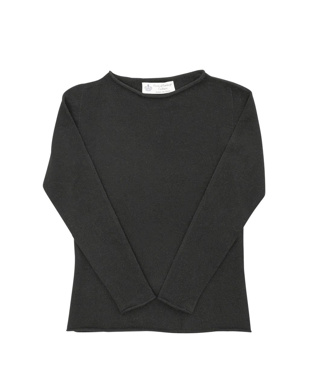 Maglione da donna in cashmere con scollo a barca Crown of Edinburgh COE 0025 NERO