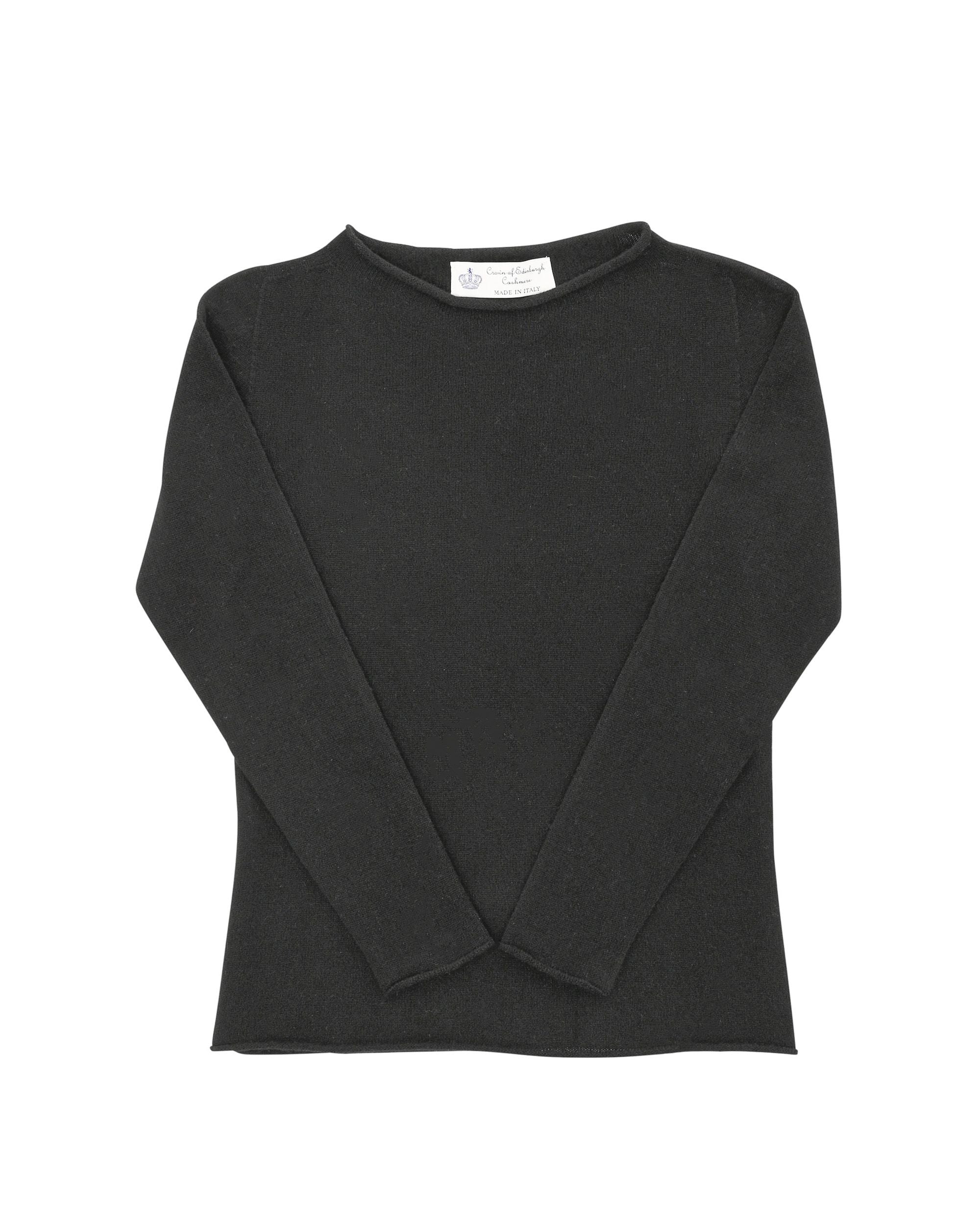 Maglione da donna in cashmere con scollo a barca Crown of Edinburgh COE 0025 NERO