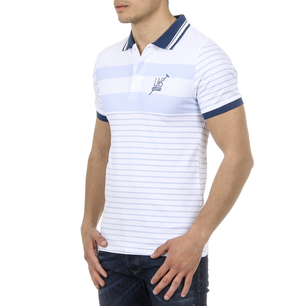 Polo da uomo a maniche corte Ufford & Suffolk Polo Club US006 BLU