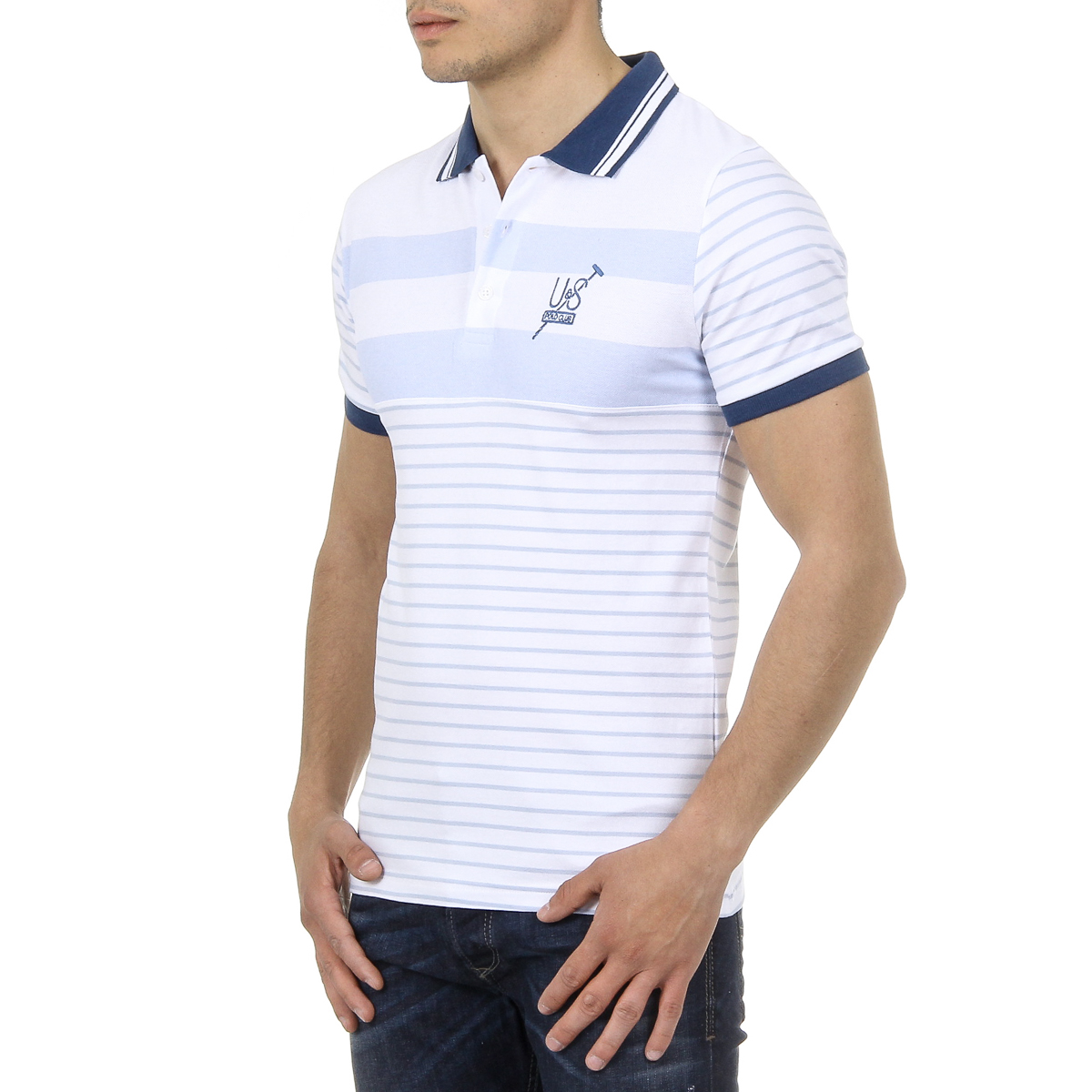 Polo da uomo a maniche corte Ufford & Suffolk Polo Club US006 BLU
