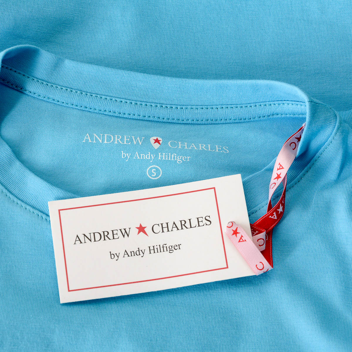 Andrew Charles T-shirt da donna a maniche corte con scollo tondo, blu chiaro TARANA