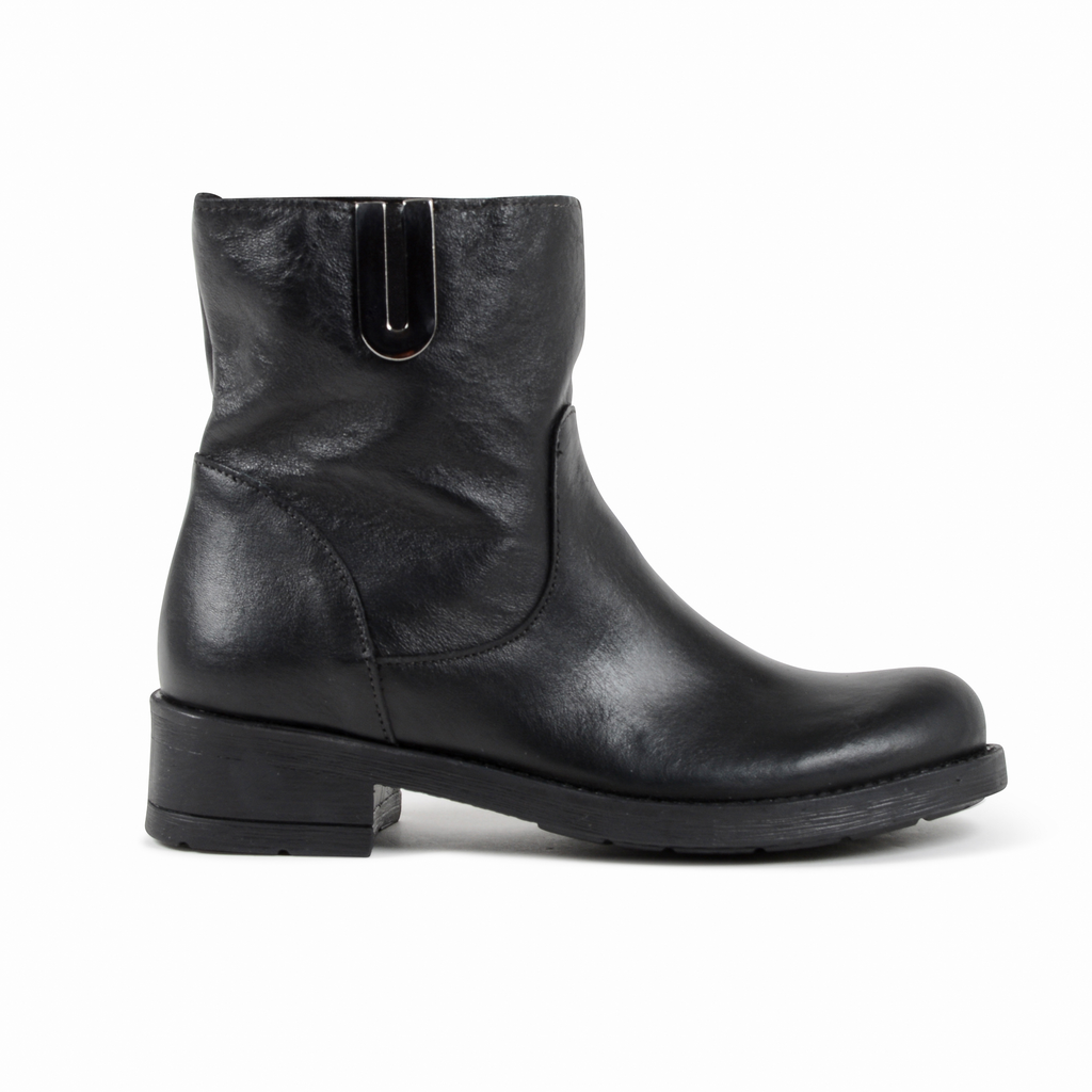19V69 Italia Womens Ankle Boot Black 016 VITELLO NERO