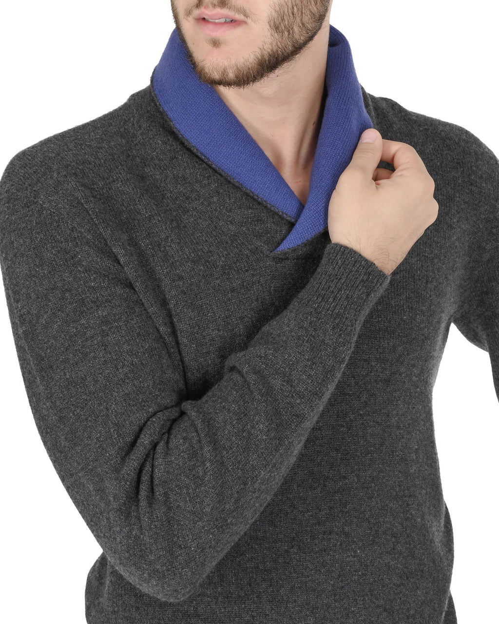 Maglione da uomo con collo a scialle in cashmere Crown of Edinburgh COE 0011 NAVY