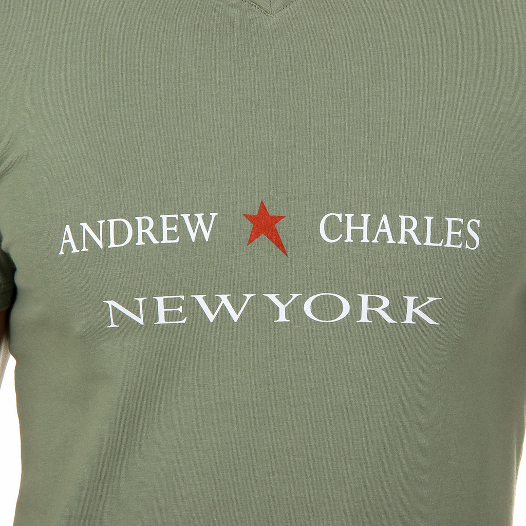 Andrew Charles Maglietta da uomo a maniche corte con scollo a V, verde KENAN
