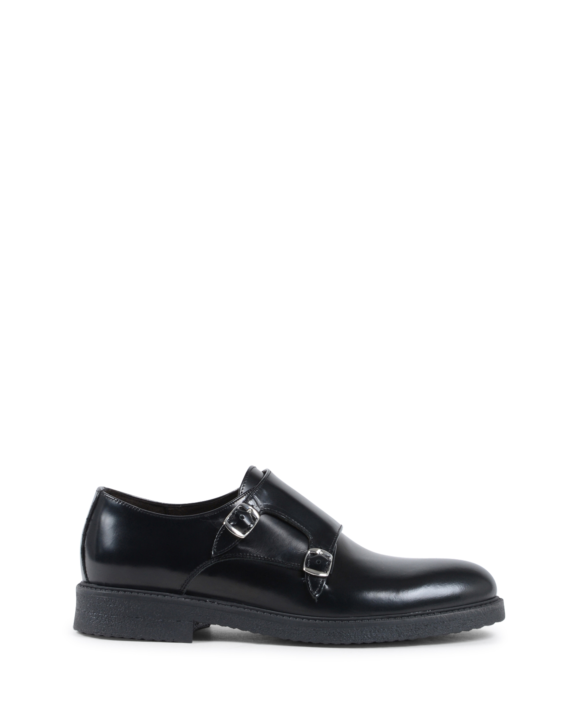 19V69 Italia Mens Double Buckle Shoe Black 1210 G ABRASIVATO NERO