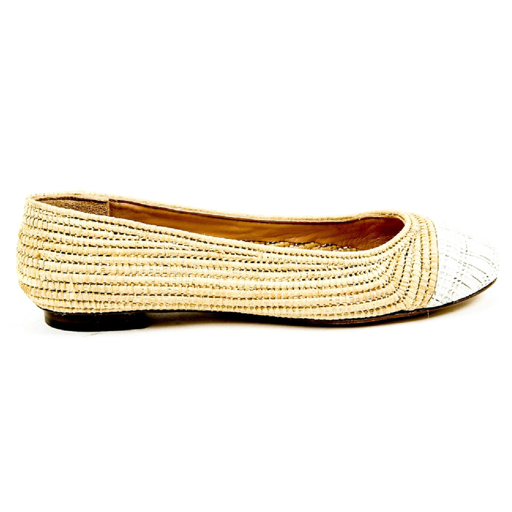 Robert Clergerie Paris Ballerina da donna GINO TRAME BLANC PAILLE NATURELLE D