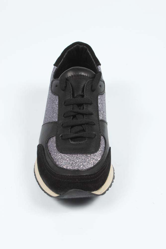 Sneaker da donna V 1969 Italia 602 GLITTER CANNA FUCILE VITELLO NERO