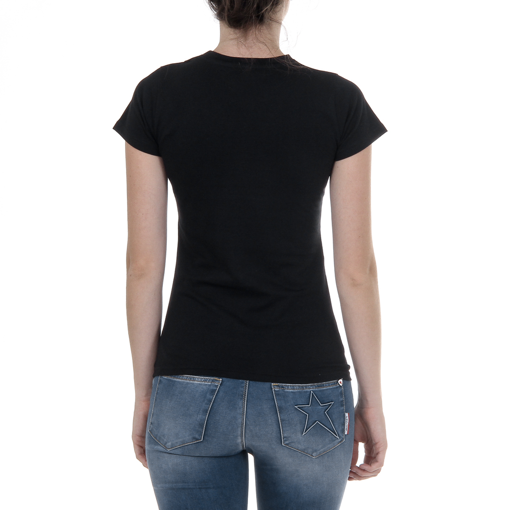 Andrew Charles Maglietta da donna a maniche corte con scollo tondo, nera TARANA
