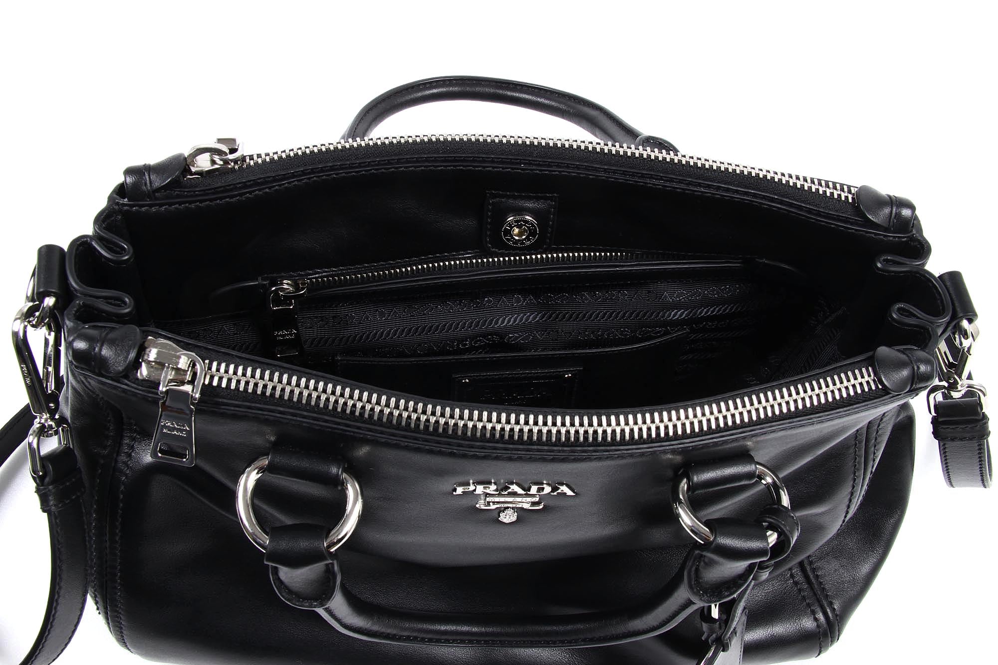Borsa shopping tote Prada BN2866 Nero Soft Calf