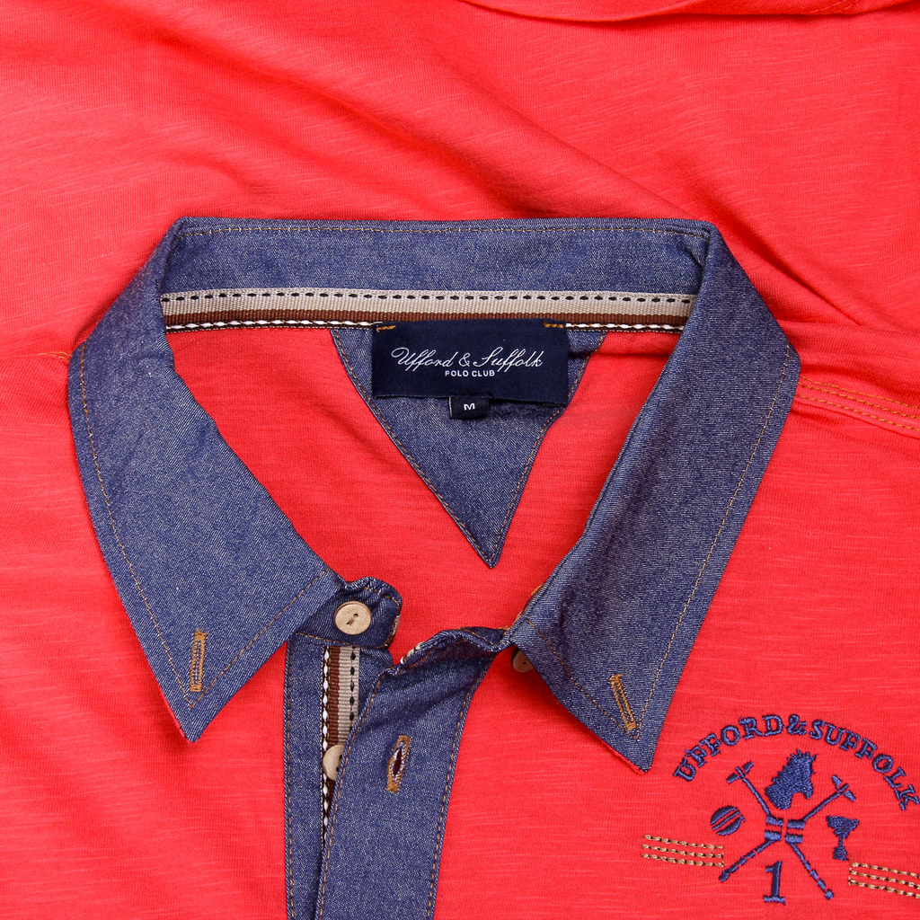 Polo da uomo a maniche corte Ufford & Suffolk Polo Club US007B POMEGRANATE