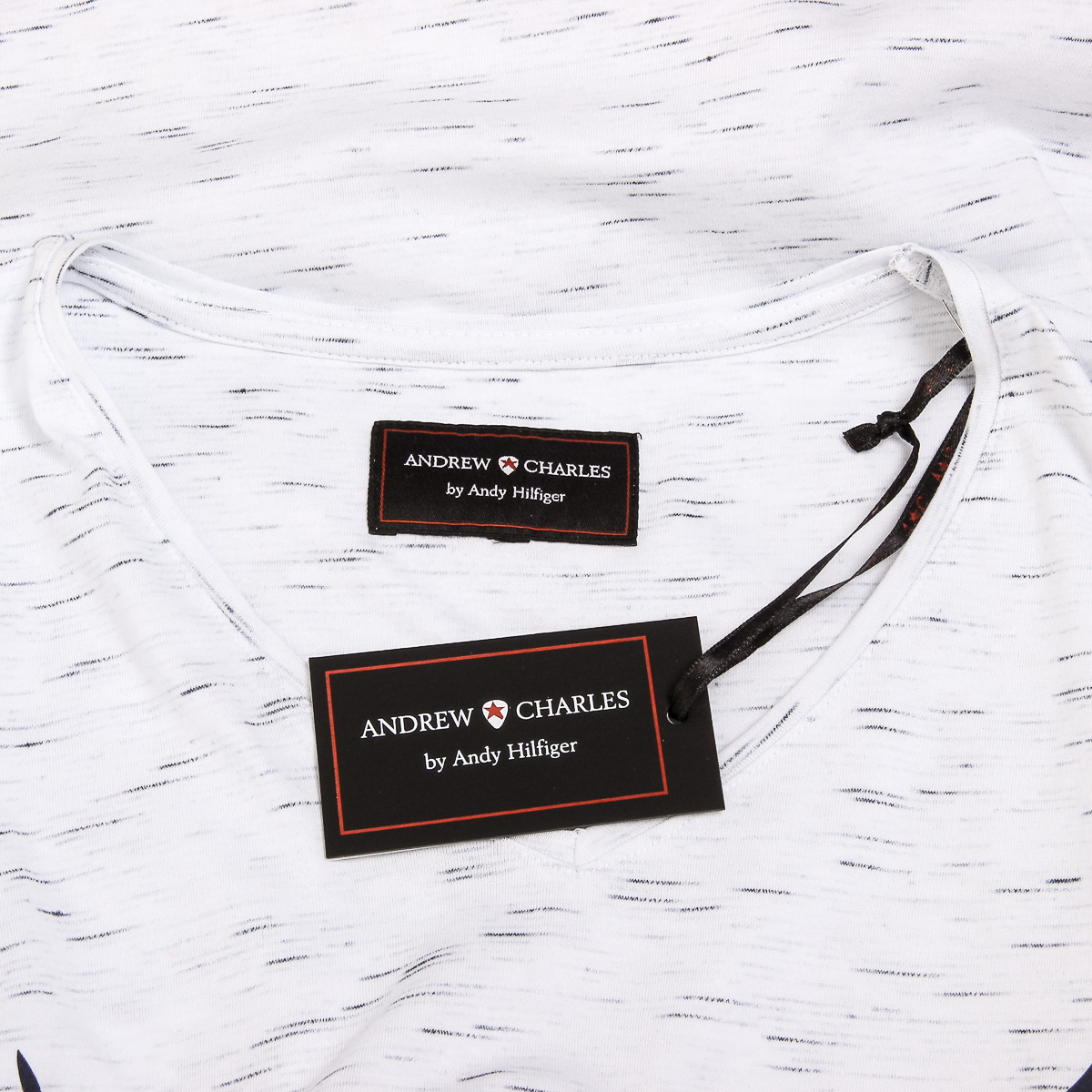 Andrew Charles T-shirt da uomo a maniche corte con scollo a V bianca AARON