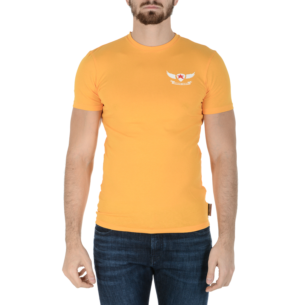 Andrew Charles T-shirt da uomo a maniche corte con scollo rotondo gialla KEITA