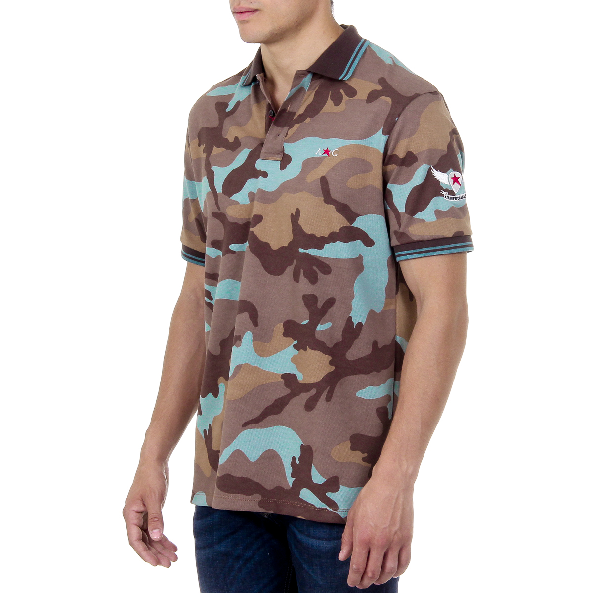 Andrew Charles Polo da uomo a maniche corte multicolore STEVE