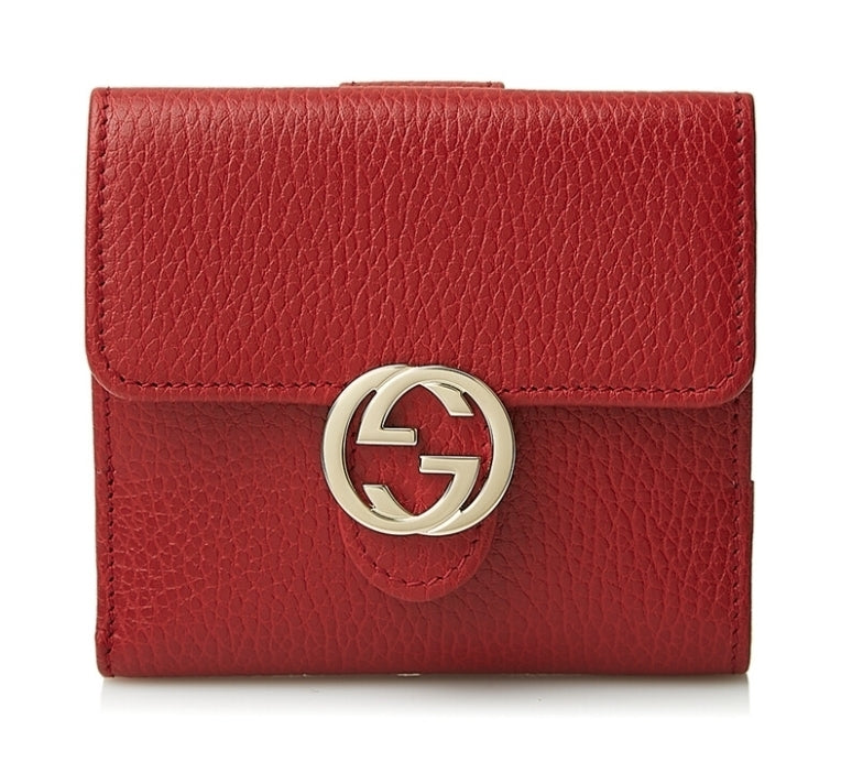 Portafoglio piccolo Gucci in pelle Interlocking rosso