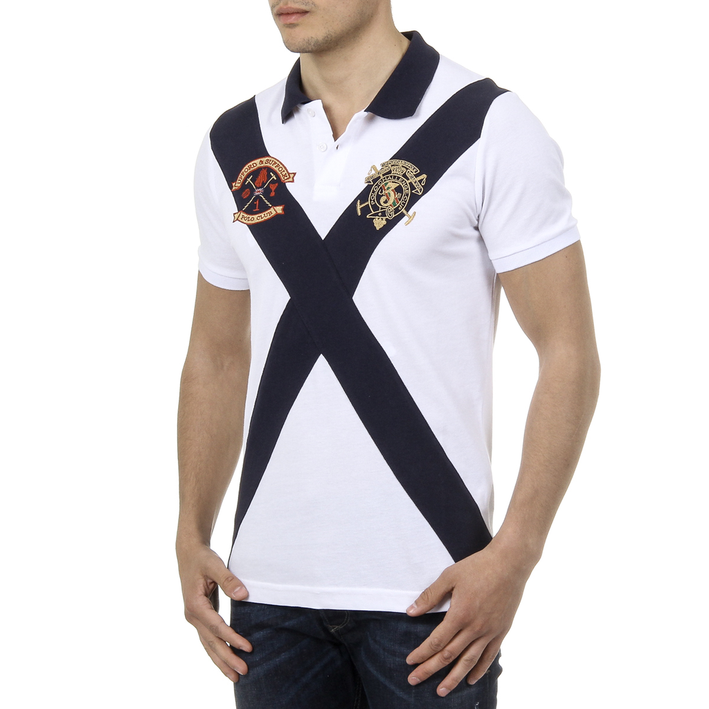 Polo da uomo a maniche corte Ufford & Suffolk Polo Club US003 BIANCO