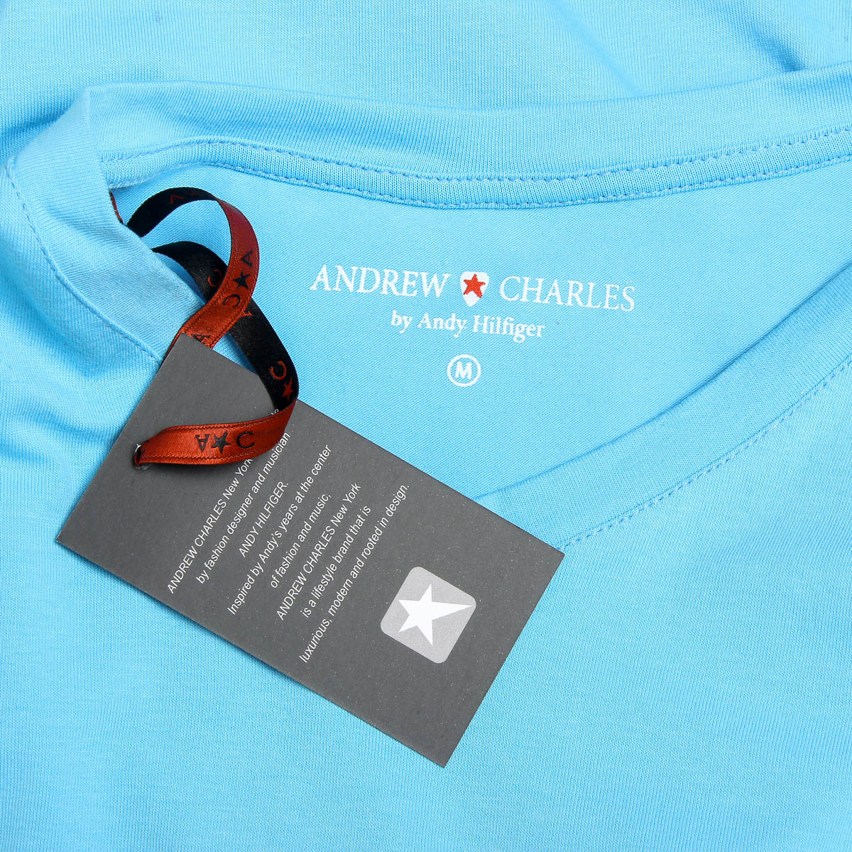 Andrew Charles T-shirt da uomo a maniche corte con scollo a V, colore azzurro KENAN