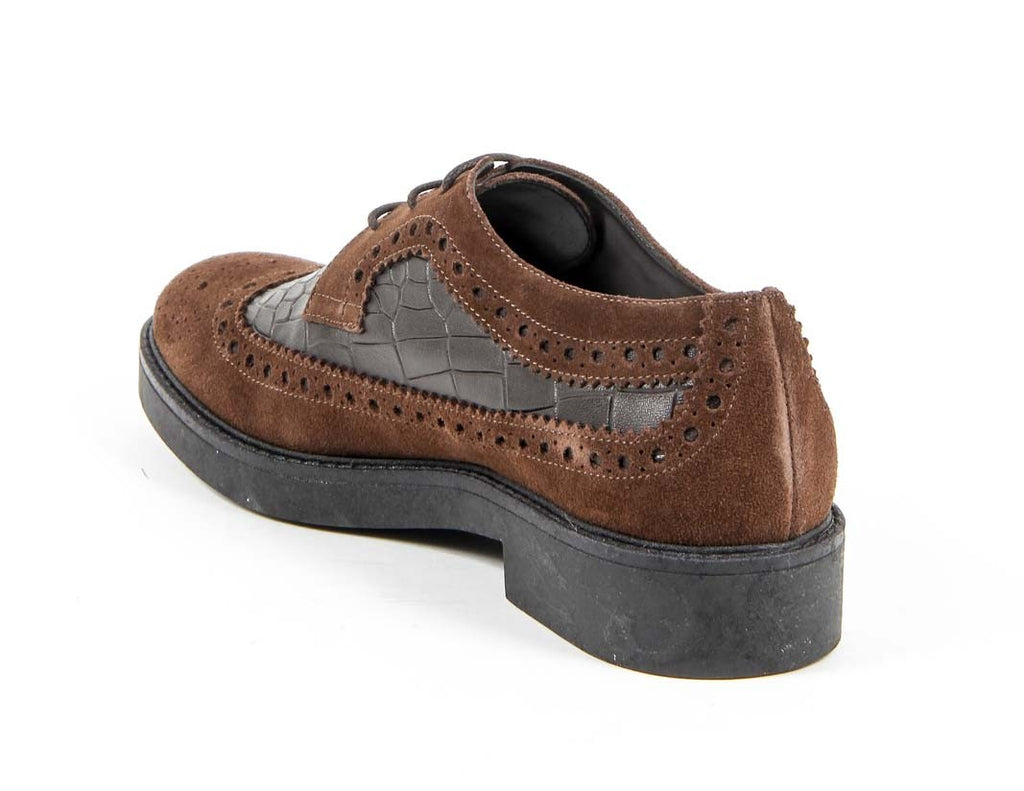 V 1969 Italia Scarpa Brogue Donna B1670 VELOUR COCCO T. MORO
