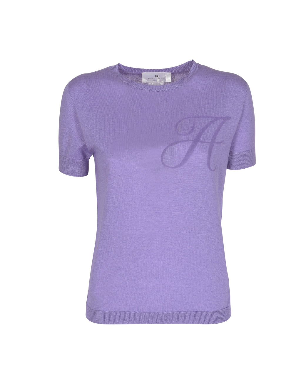 Maglia girocollo estiva in cashmere - Manica corta - Lilla