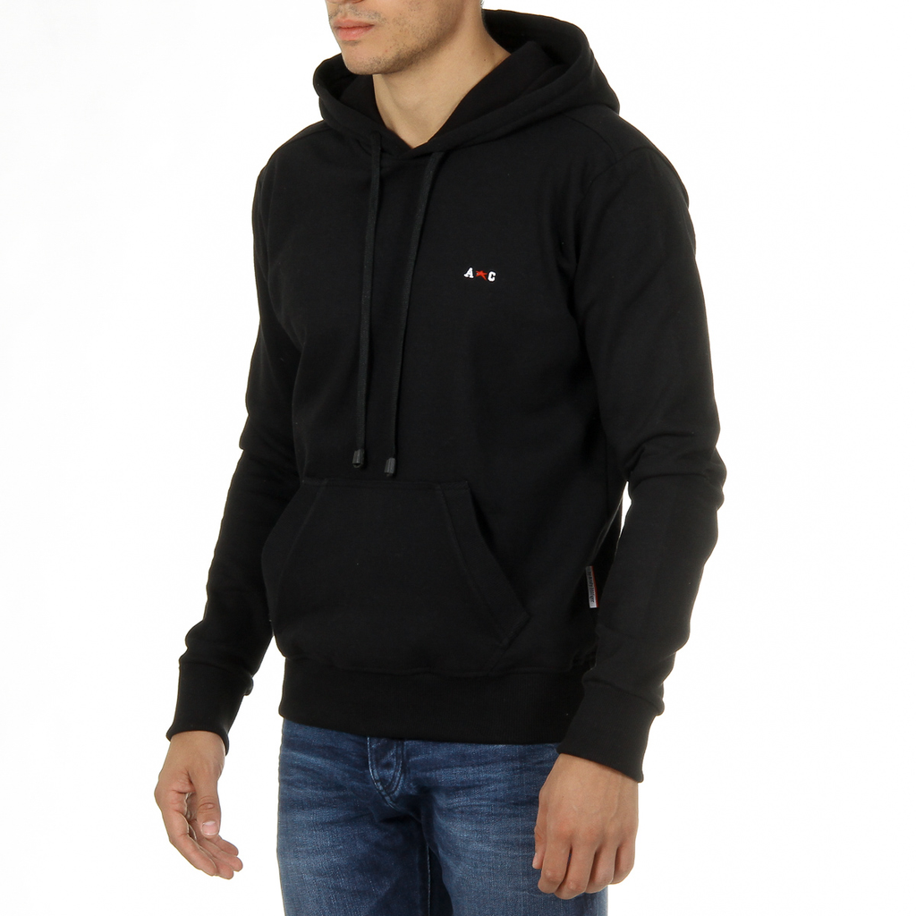Felpa con cappuccio Andrew Charles da uomo, maniche lunghe, scollo tondo, nera FIFI