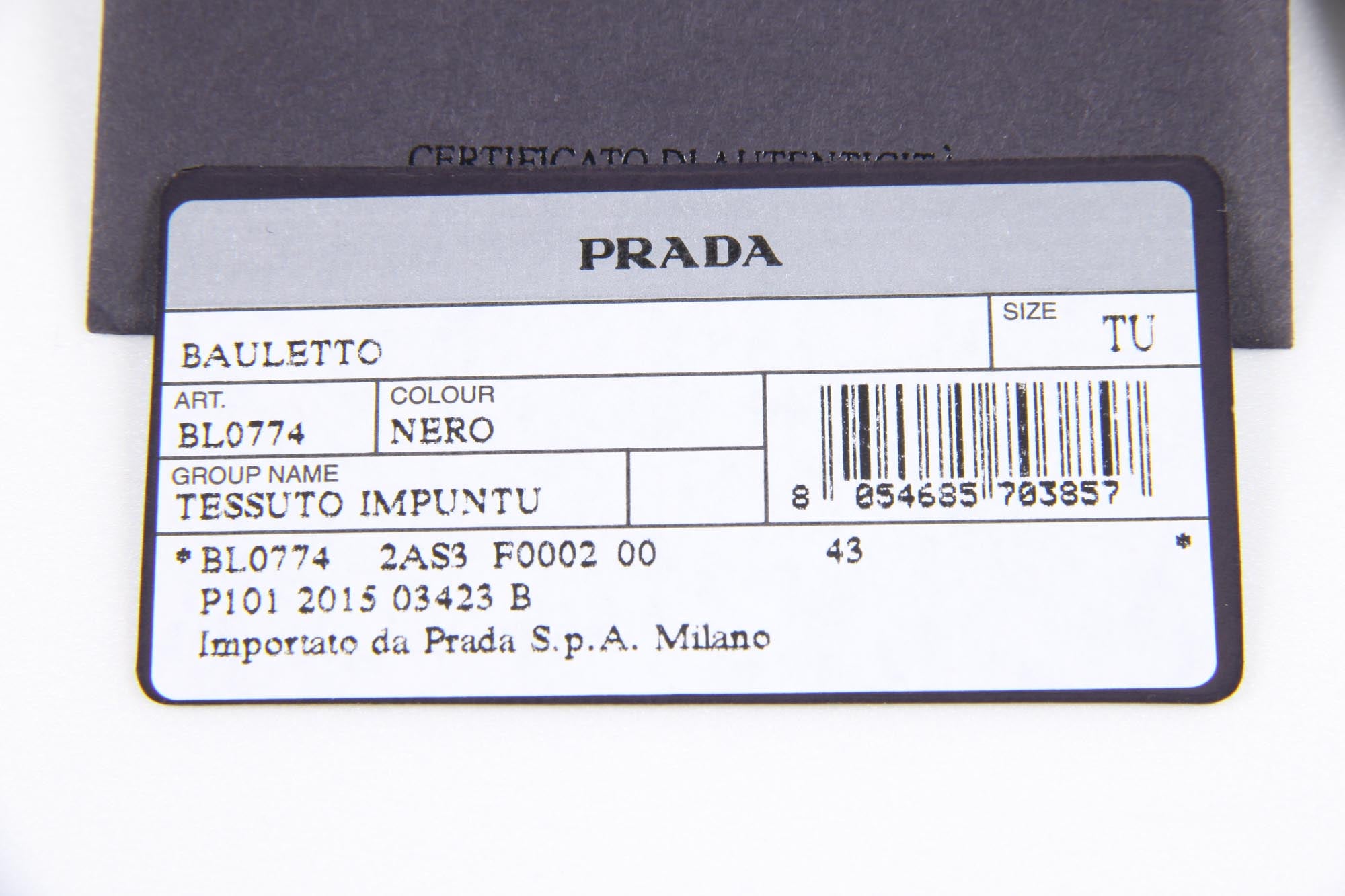Borsa Prada trapuntata BL0774 Nero Tessuto Impuntu