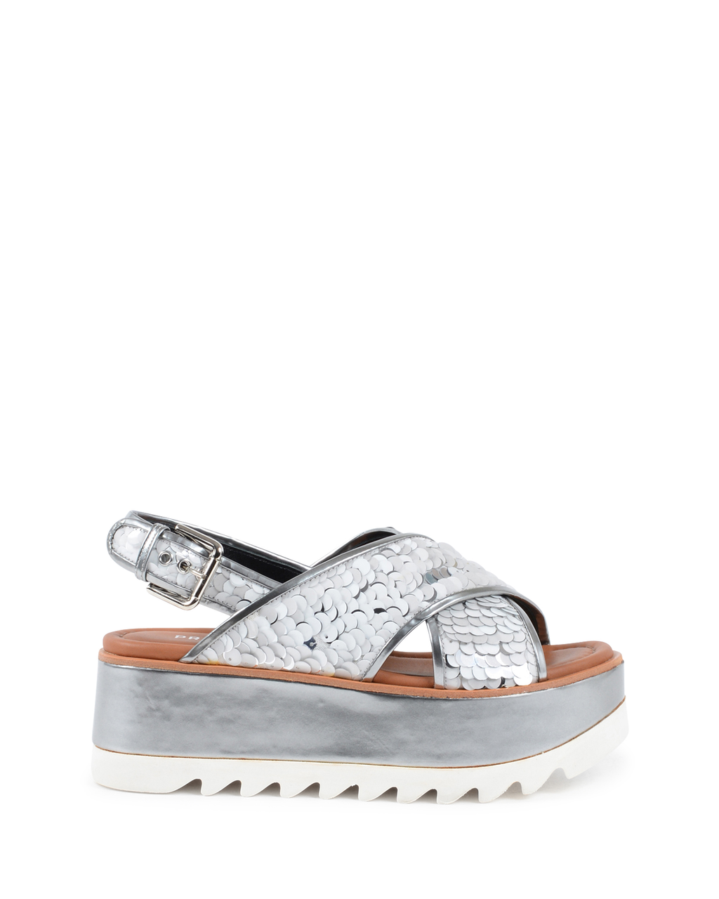 Sandalo con plateau da donna Premiata argento M4722 IRON SILVER
