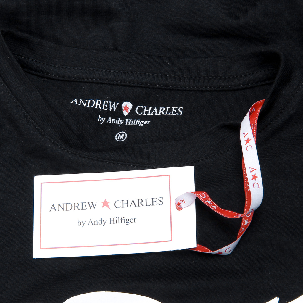 Andrew Charles Maglietta da donna a maniche corte con scollo tondo, nera TARANA