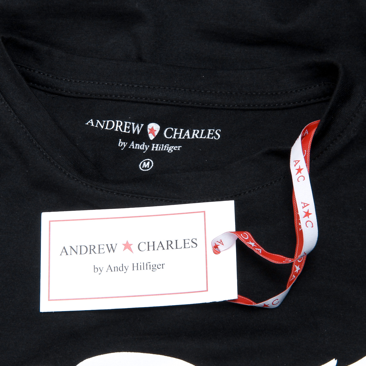 Andrew Charles Maglietta da donna a maniche corte con scollo tondo, nera TARANA