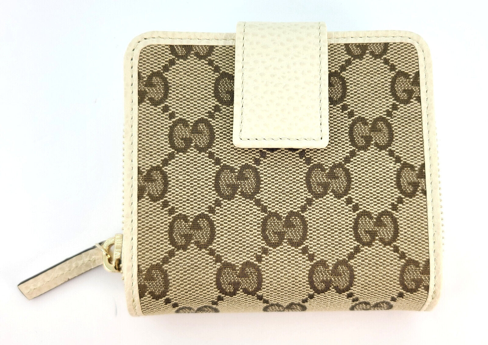 Portafoglio Gucci Original GG in tela e pelle beige bianco