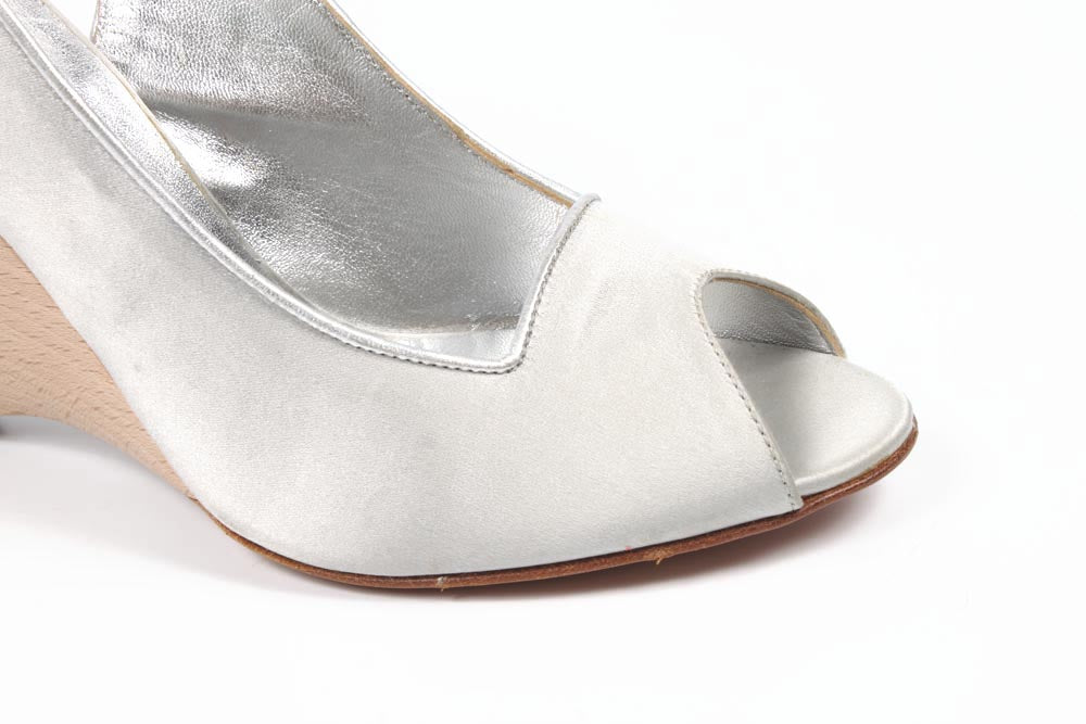 Sandalo espadrillas con zeppa da donna Sebastian Milano S2561X VAR X RASO SETA ARGENTO
