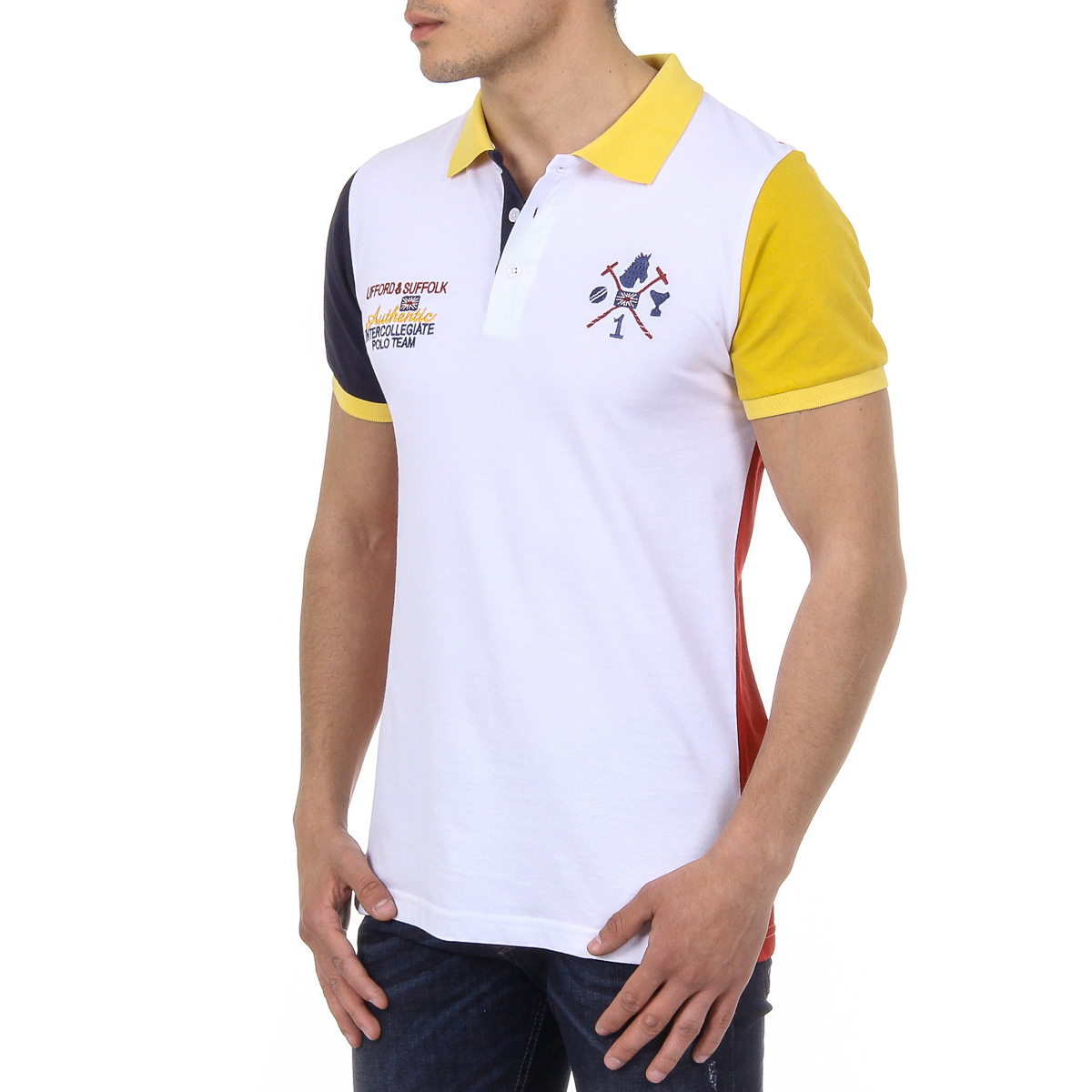 Polo da uomo a maniche corte Ufford & Suffolk Polo Club US009 BIANCO