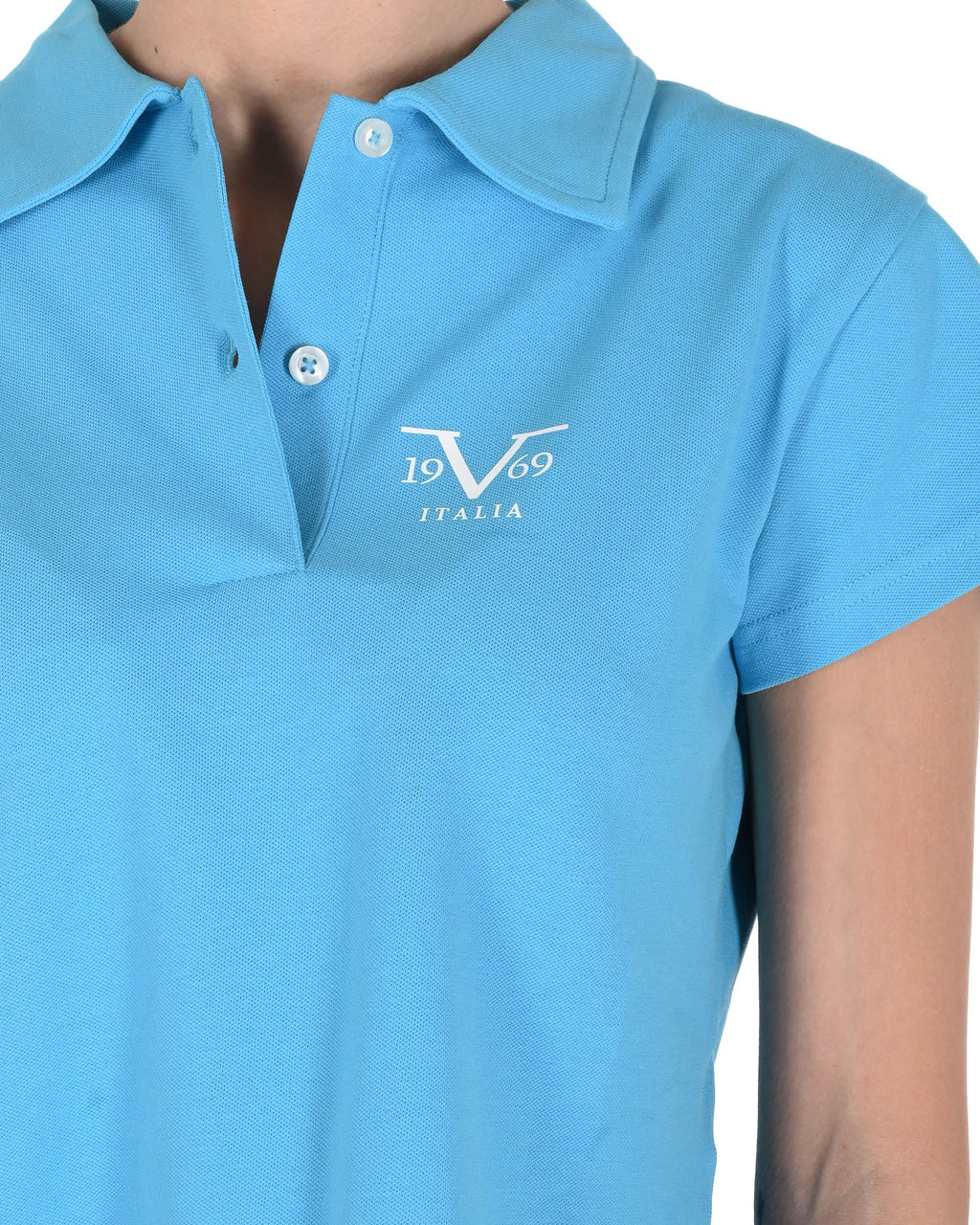 19V69 Italia Polo da donna in piqué corto VSC1WPL01 AZZURRO