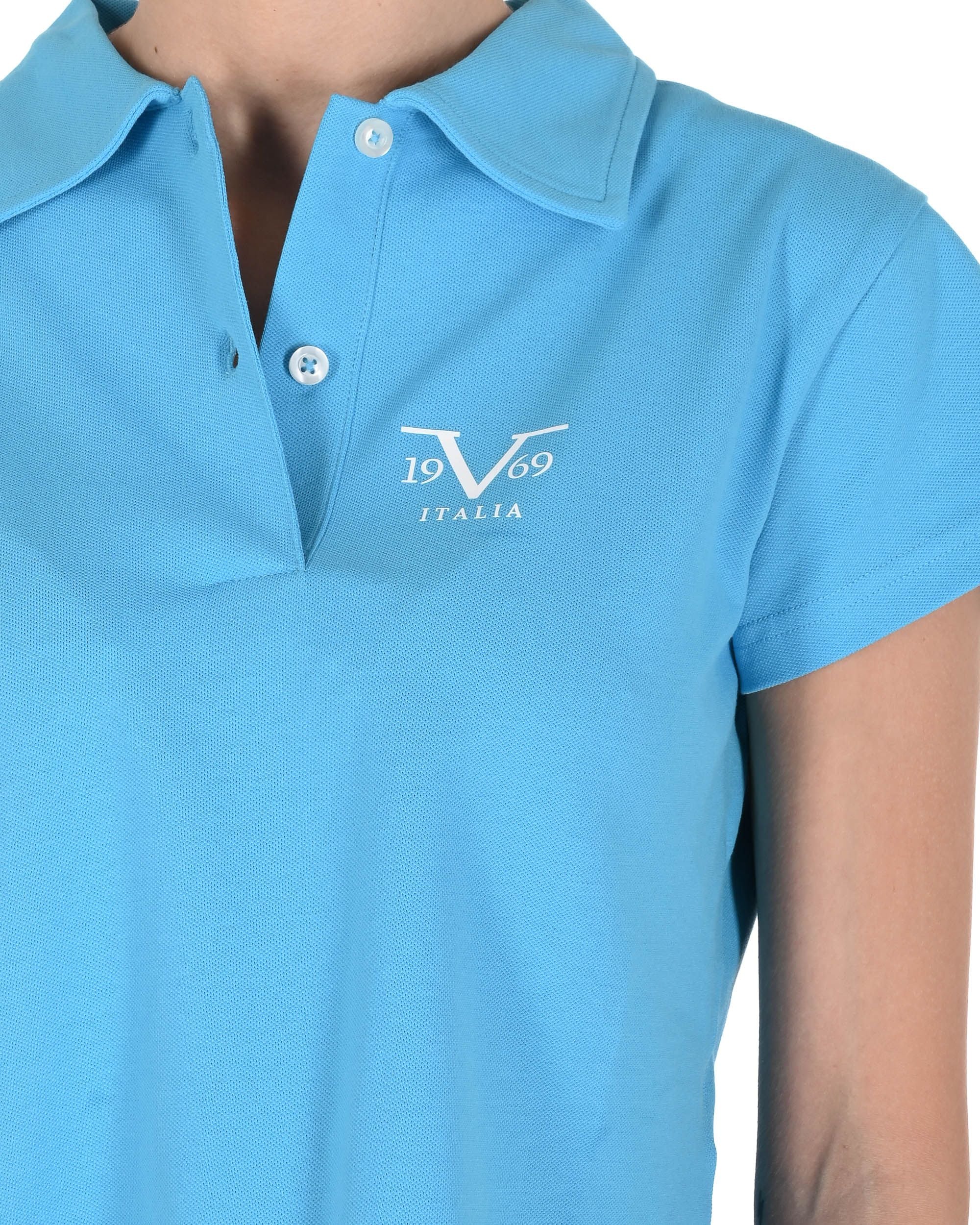 19V69 Italia Polo da donna in piqué corto VSC1WPL01 AZZURRO