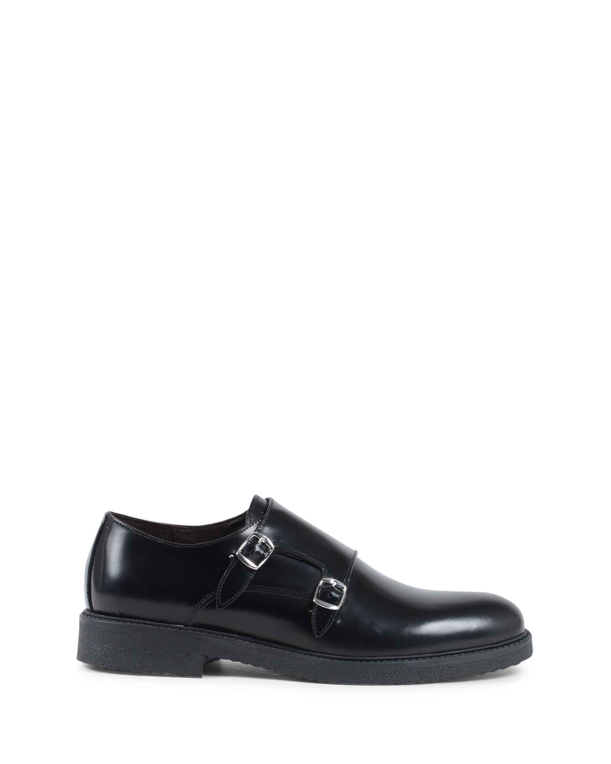19V69 Italia Mens Double Buckle Shoe Black 1210 MP ABRASIVATO NERO