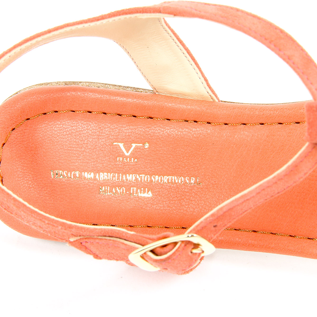V 1969 Italia Sandalo piatto da donna rosso GRAZIA