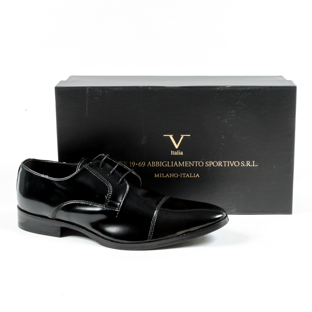 V 1969 Italia Scarpa classica da uomo nera CORONA