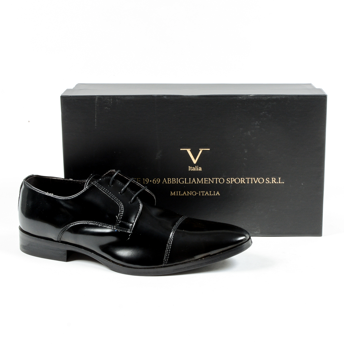 V 1969 Italia Scarpa classica da uomo nera CORONA