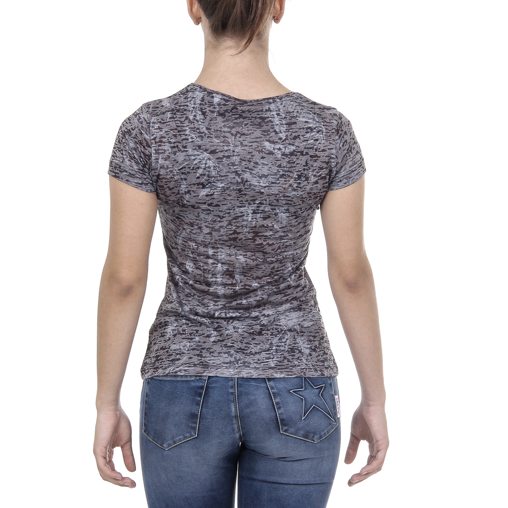 Andrew Charles T-shirt da donna a maniche corte con scollo a V nera ALEXA