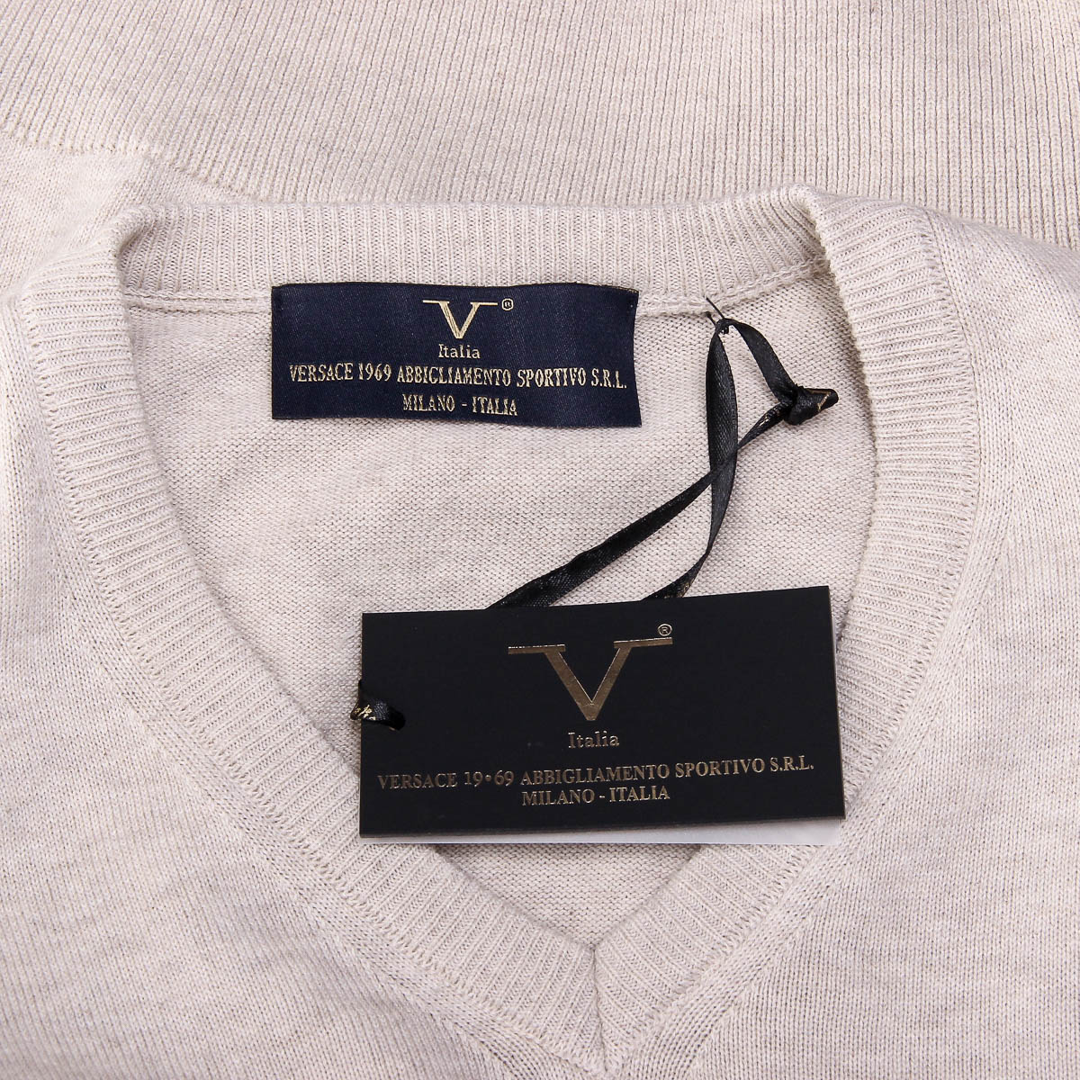 V 1969 Italia Maglione da uomo a maniche lunghe con scollo a V