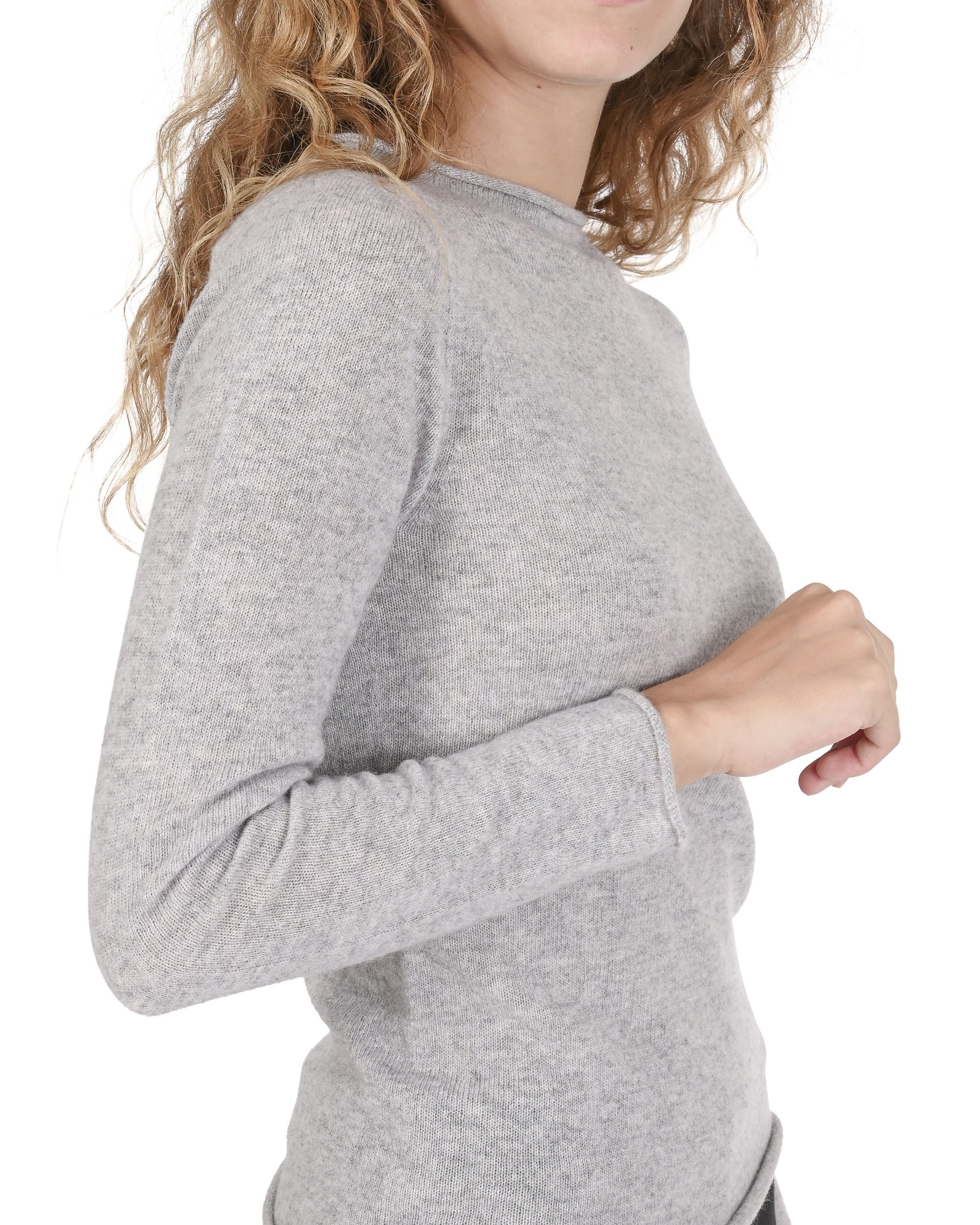 Maglione da donna con scollo a barca in cashmere Crown of Edinburgh COE 007 GRIGIO CENERE