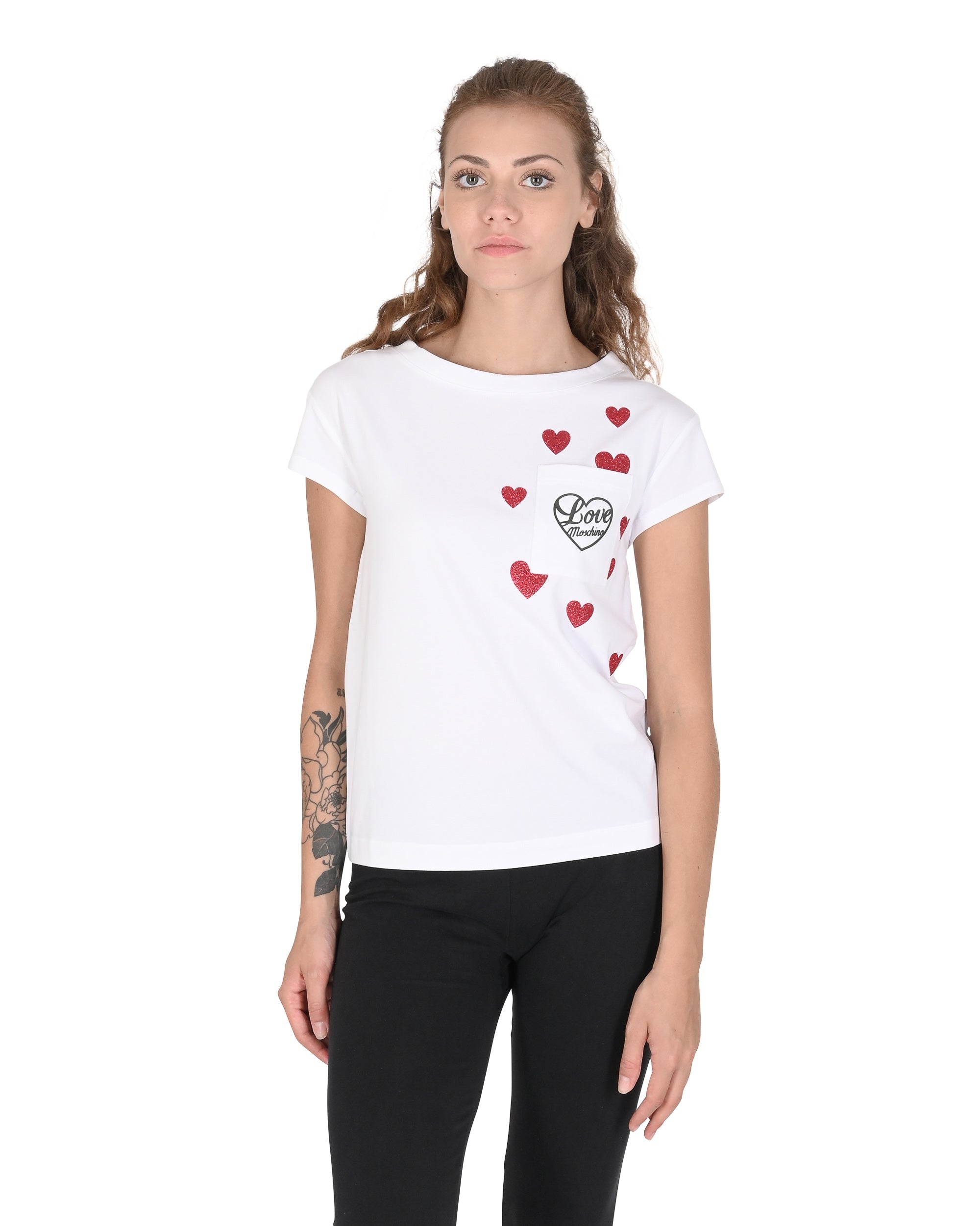 T-shirt da donna Love Moschino W 4 F30 2O E 2264 A00 BIANCO OTTICO